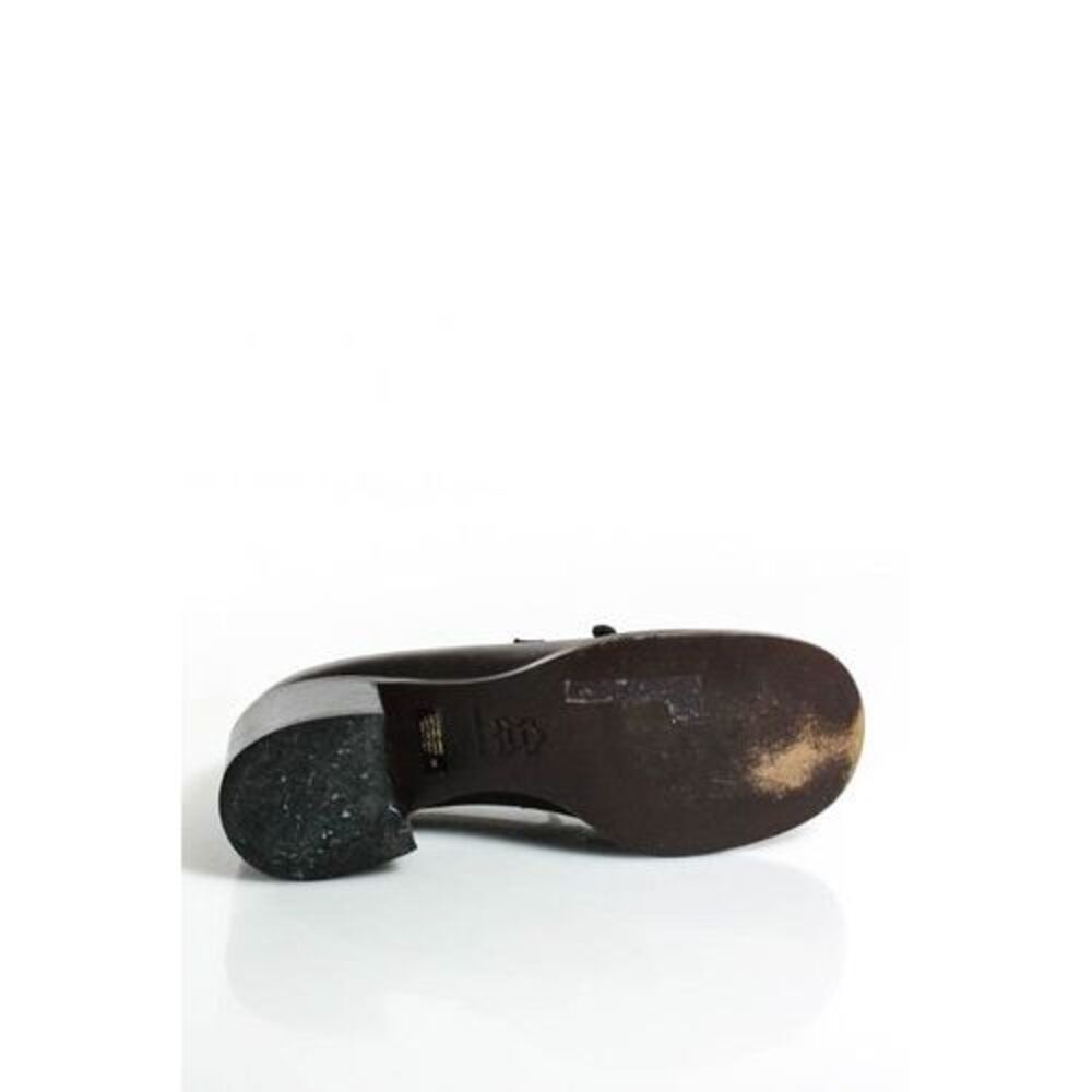 BARNEY'S NEW YORK Dark Brown Leather Silver Tone Buckle Detail Clogs Sz 36 6 - Picture 6 of 7